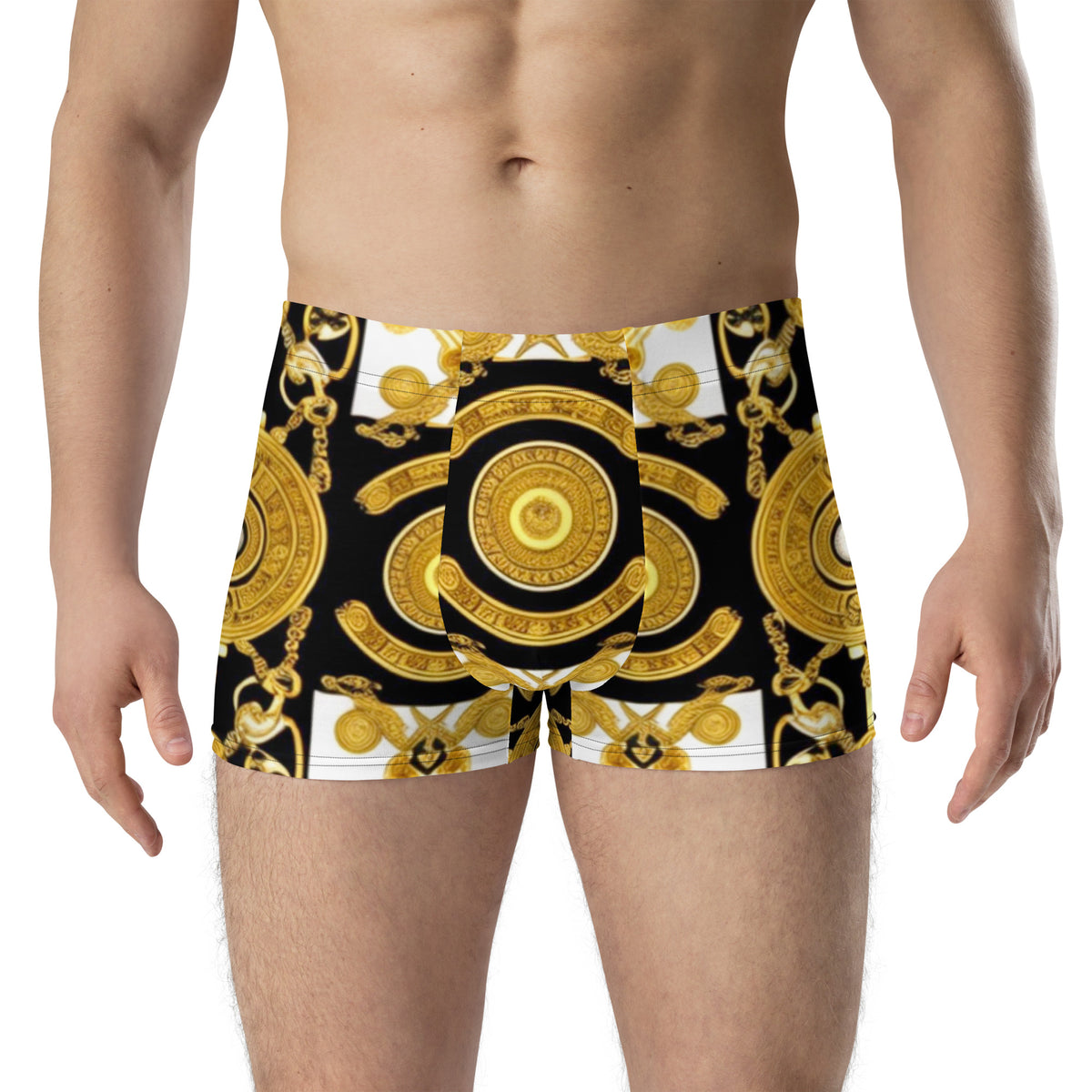 Front Gold & Black Coin Signature Scarf Design Boxer Briefs Briefs #MzKittyz #NikkiDKatArt