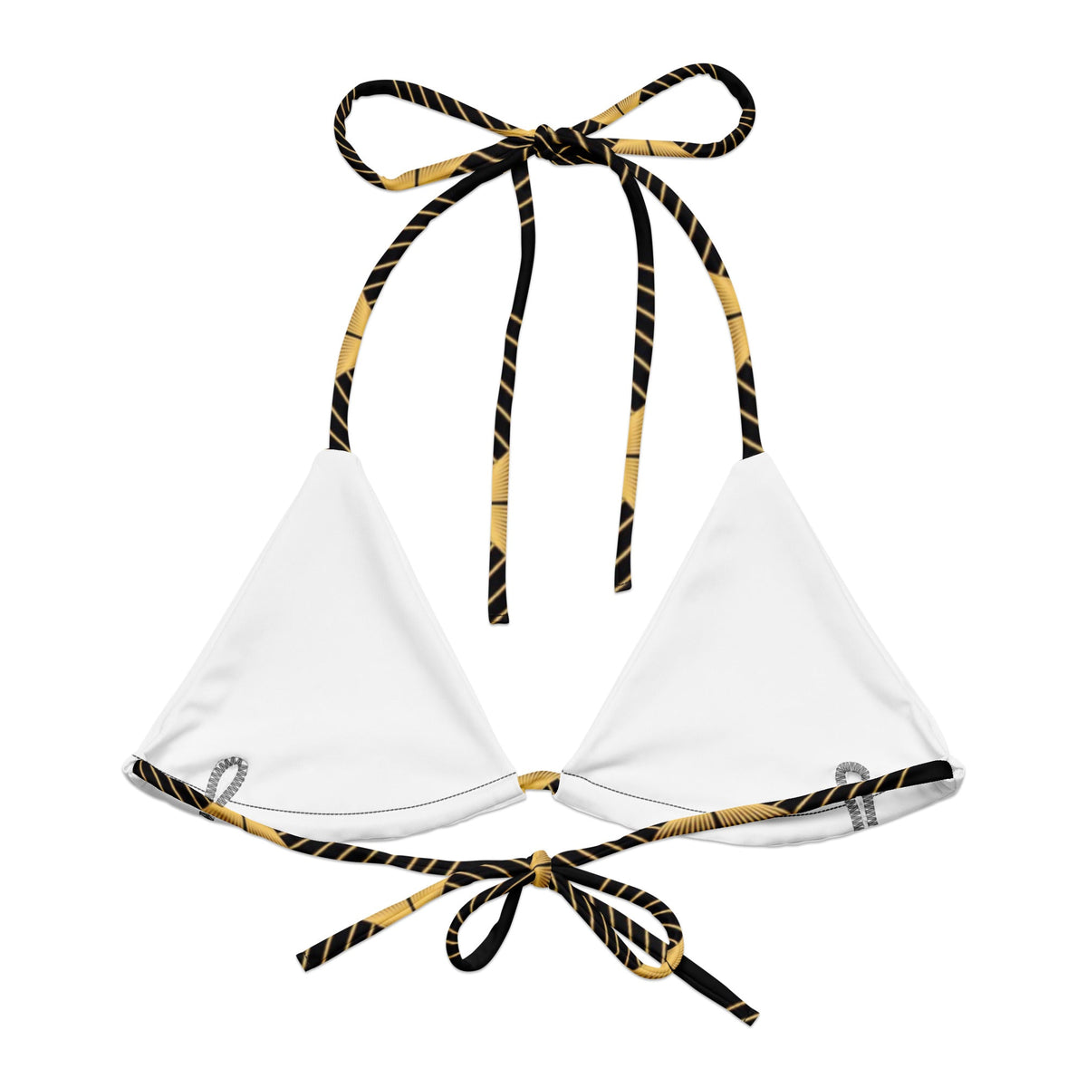Front Deco Art Signature Women's recycled string bikini top #MzKittyz #NikkiDKatArt