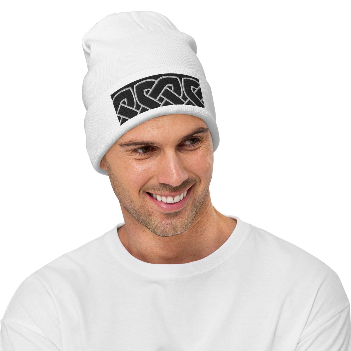 Front Celtic Weave Unisex Embroidered Beanie #MzKittyz #NikkiDKatArt