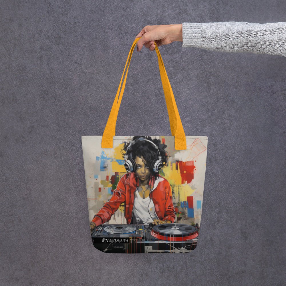 Front Basquiat Sistah Dj NY Tote Bag Tote #MzKittyz #NikkiDKatArt