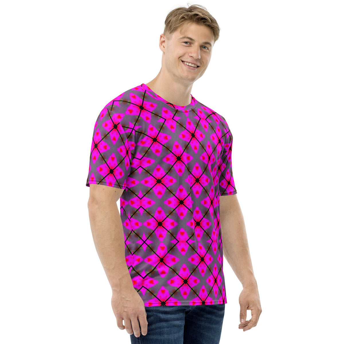 Front Nx Design Pink Plaid Men's t-shirt #MzKittyz #NikkiDKatArt