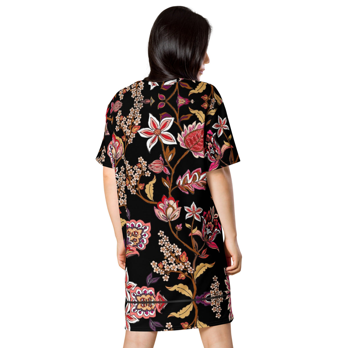 Back Embroidered Look Floral Design All Over Print T-shirt dress Sizes up to 6XL #MzKittyz #NikkiDKatArt