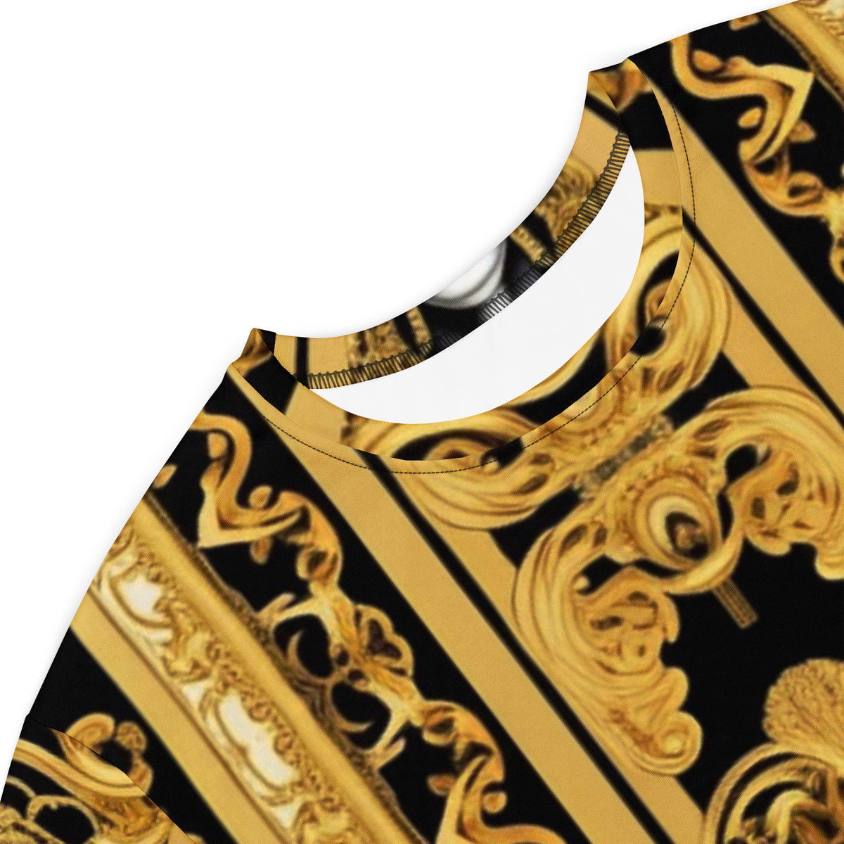 Front Gold & Black Baroque Scarf Design T-shirt dress T-shirt #MzKittyz #NikkiDKatArt