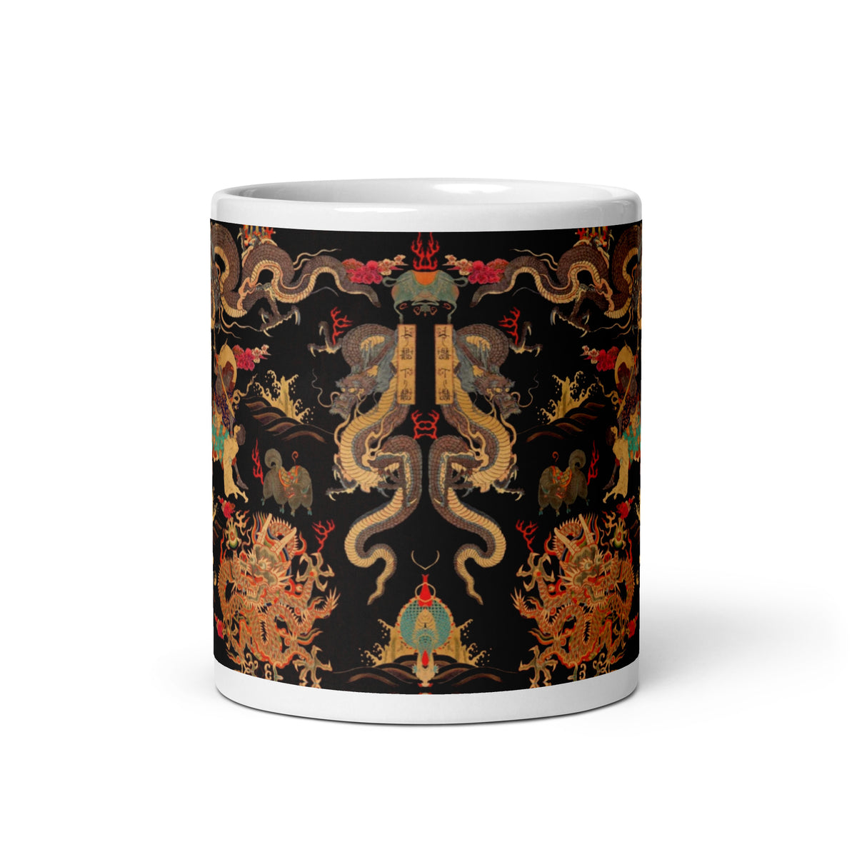Chinese Dragon & Snake Design - White glossy mug - 3 sizes