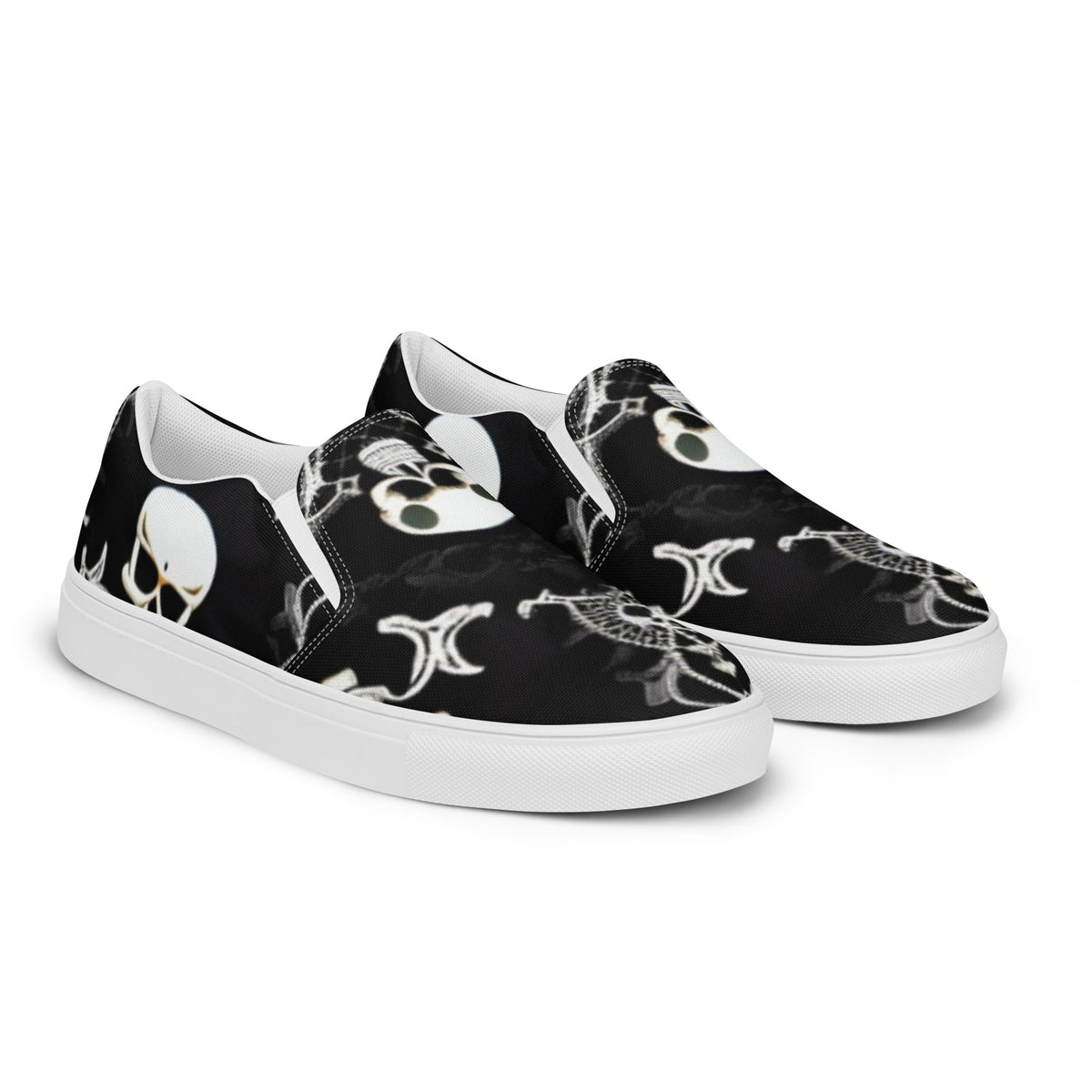 Front Skully Lace Women’s slip-on canvas shoes #MzKittyz #NikkiDKatArt