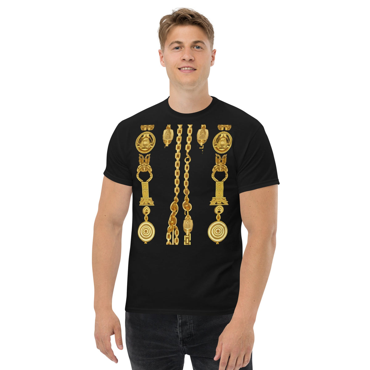 Front Gold Coin Chains Signature Scarf Men's classic tee Tshirt #MzKittyz #NikkiDKatArt