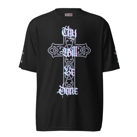 Front 'Thy Will Be Done' Unisex, Moisture wicking, crew neck T-shirt Tshirt, Moisture Wicking #MzKittyz #NikkiDKatArt