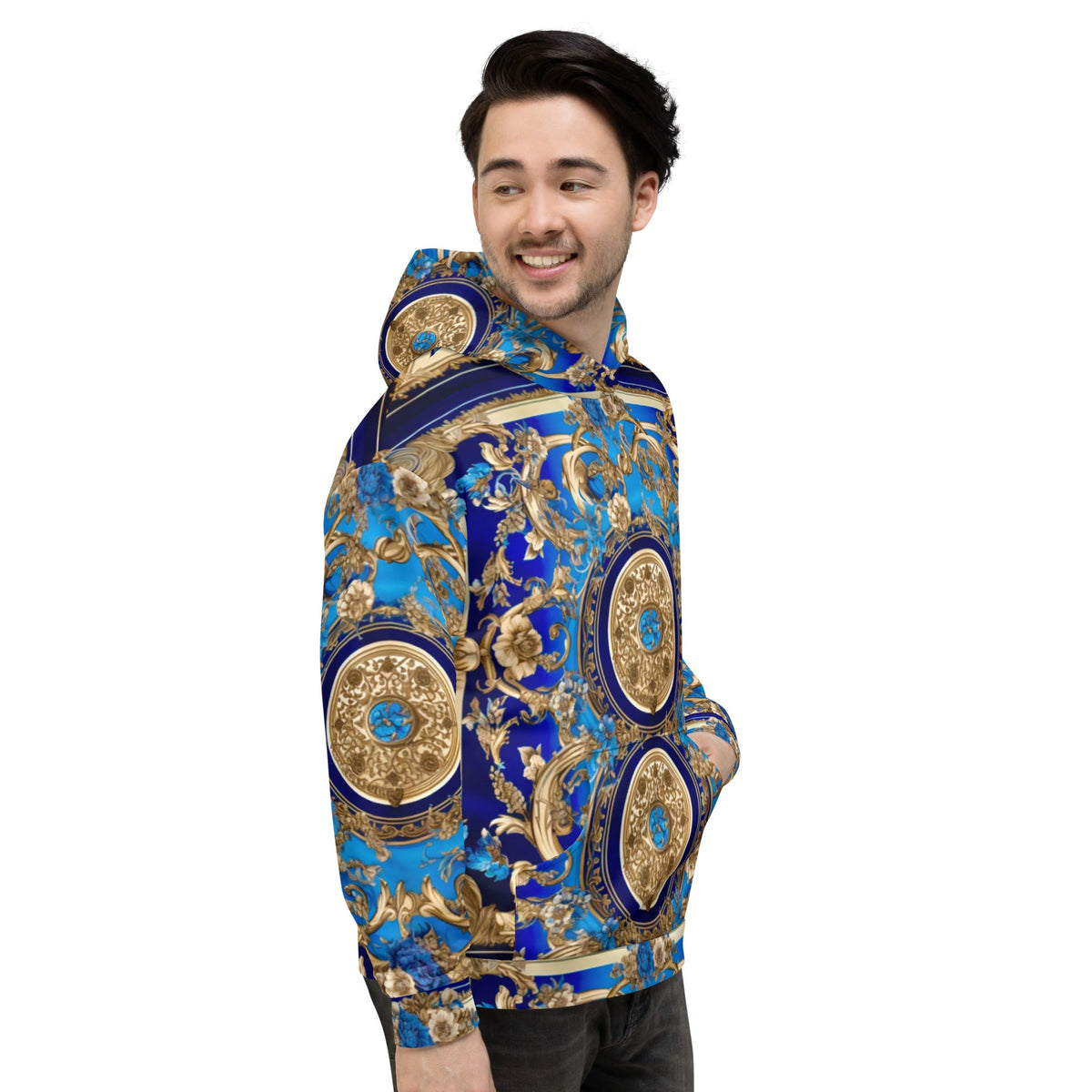 Front Bleu Scarf Baroque Signature Unisex Hoodie Hoodie #MzKittyz #NikkiDKatArt