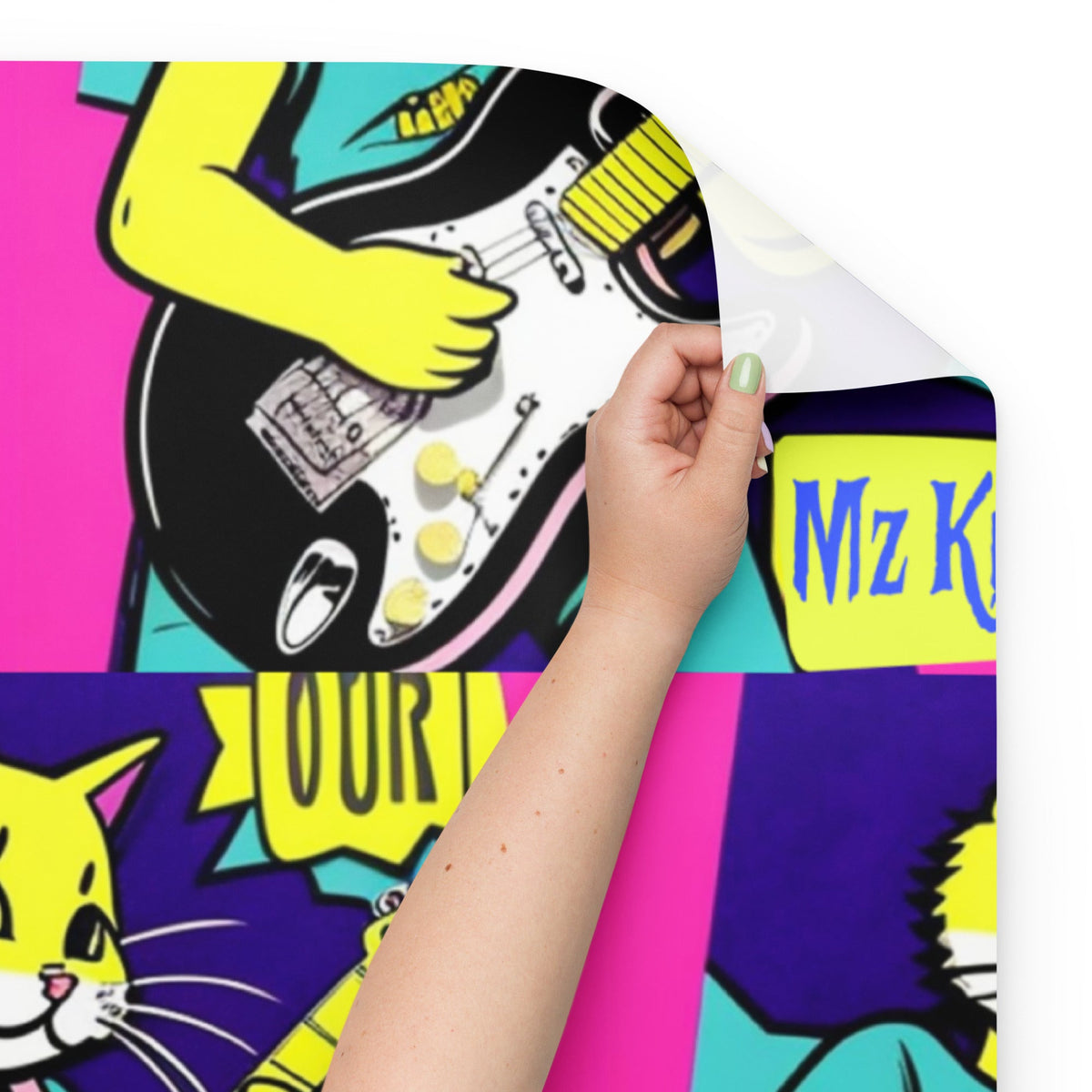 Front Kittyz Rock Band Gift Wrapping paper sheets #MzKittyz #NikkiDKatArt