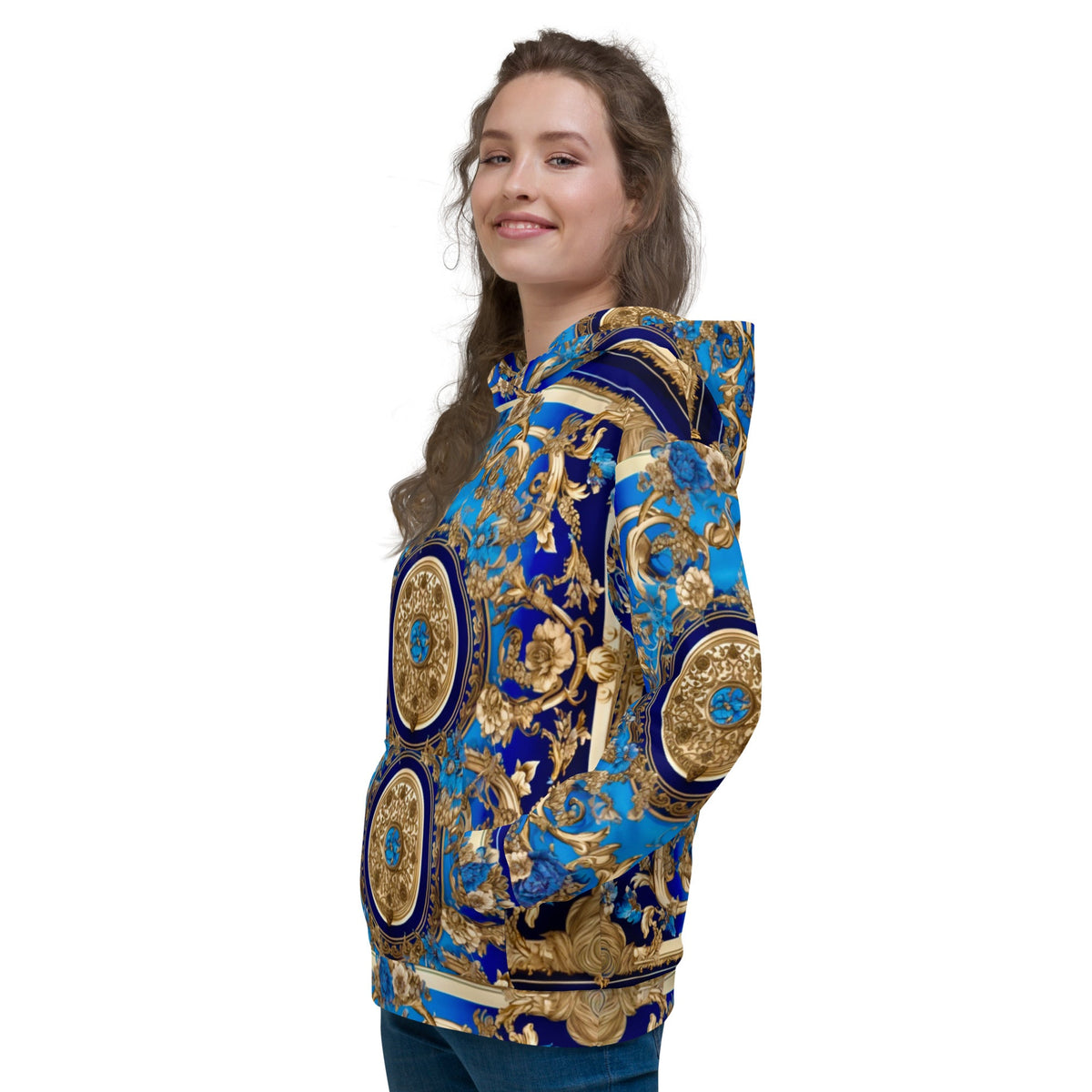 Front Bleu Scarf Baroque Signature Unisex Hoodie Hoodie #MzKittyz #NikkiDKatArt