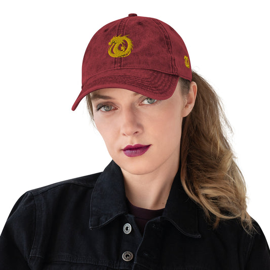 Front Golden Dragon Vintage Cotton Twill Cap #MzKittyz #NikkiDKatArt