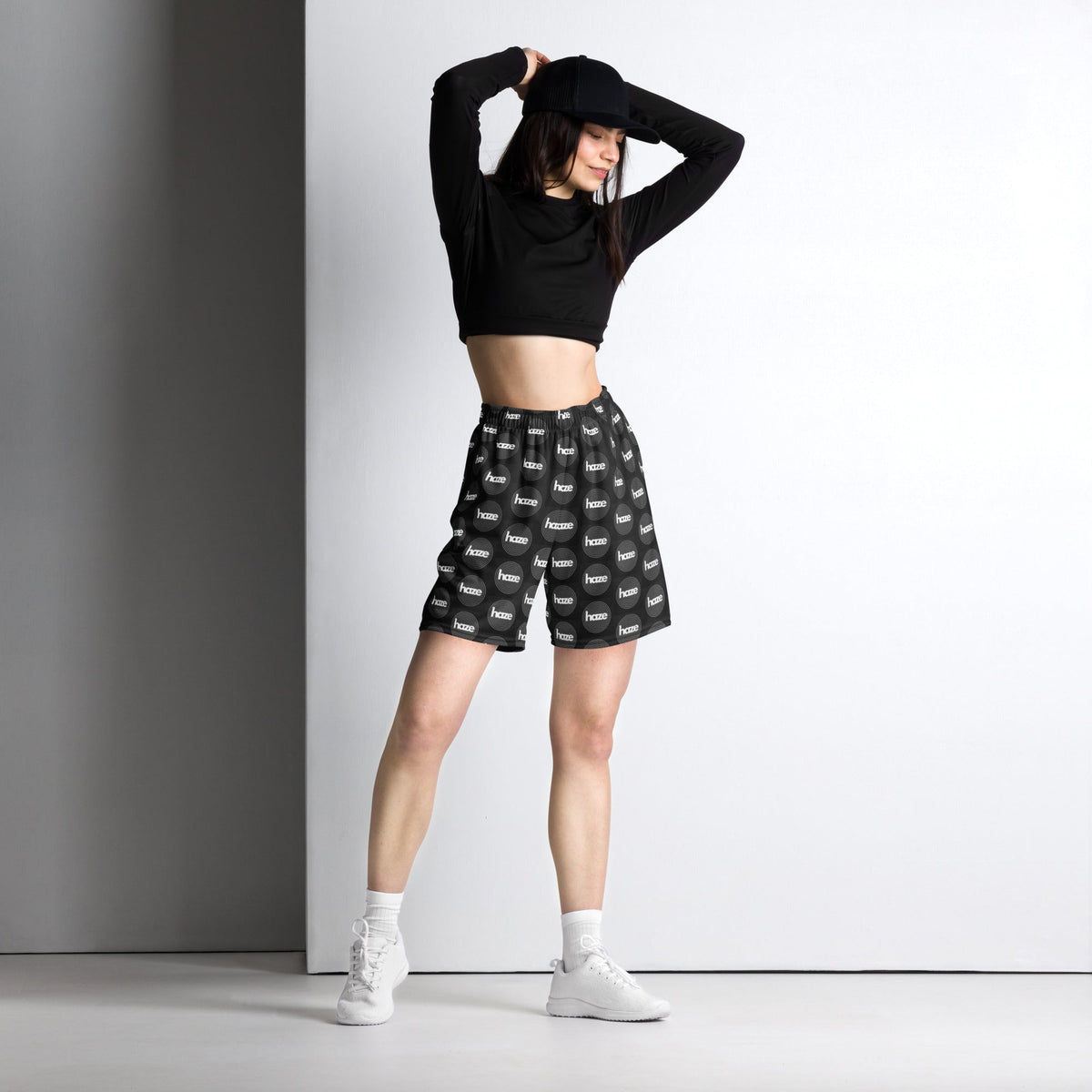 Front haze logo Unisex mesh shorts #MzKittyz #NikkiDKatArt