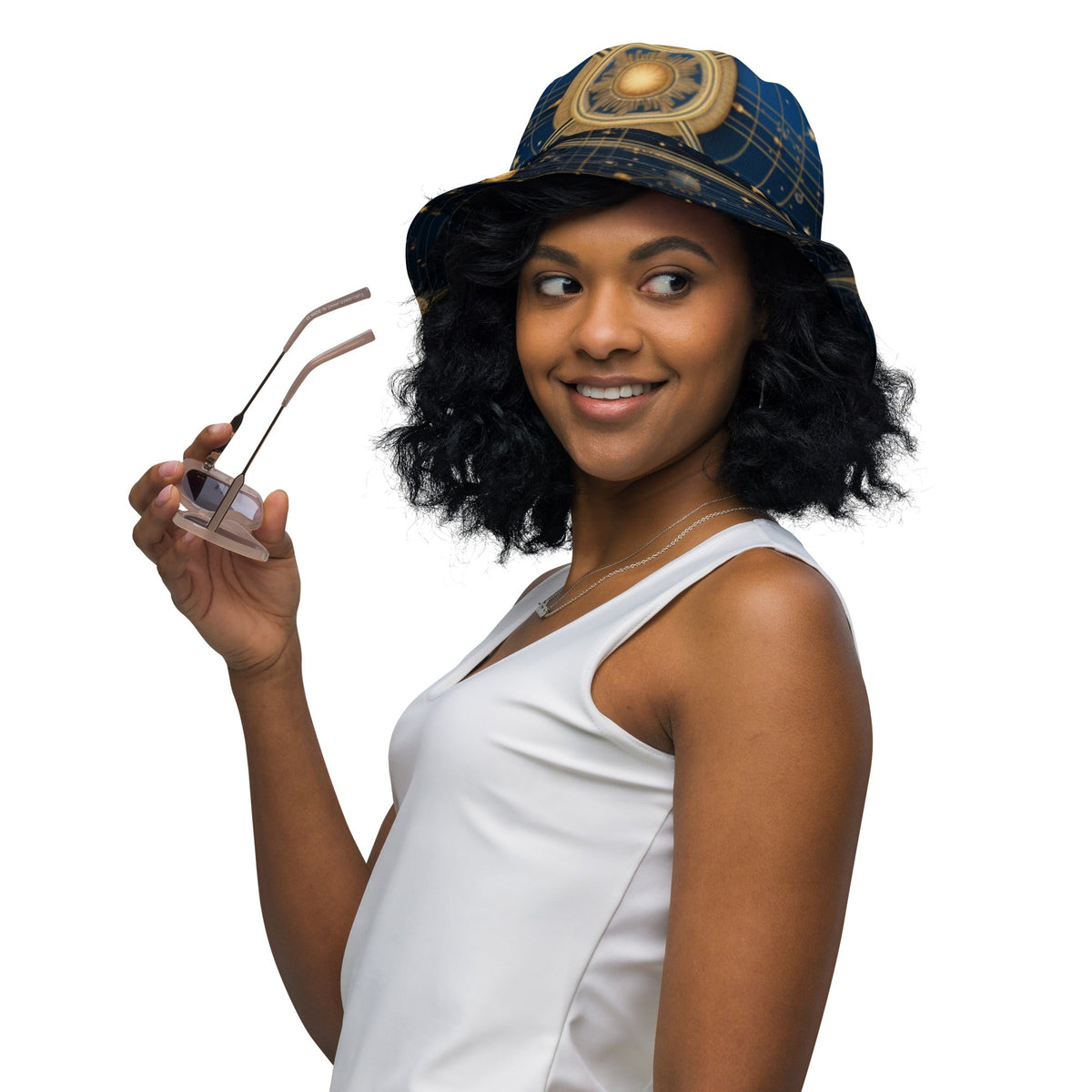 Front Celestial Scarf Signature Reversible Bucket Hat - Unisex Bucket #MzKittyz #NikkiDKatArt