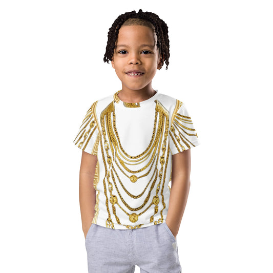 Front Gold Chains Greece Kids crew neck t-shirt T-shirt, kids #MzKittyz #NikkiDKatArt
