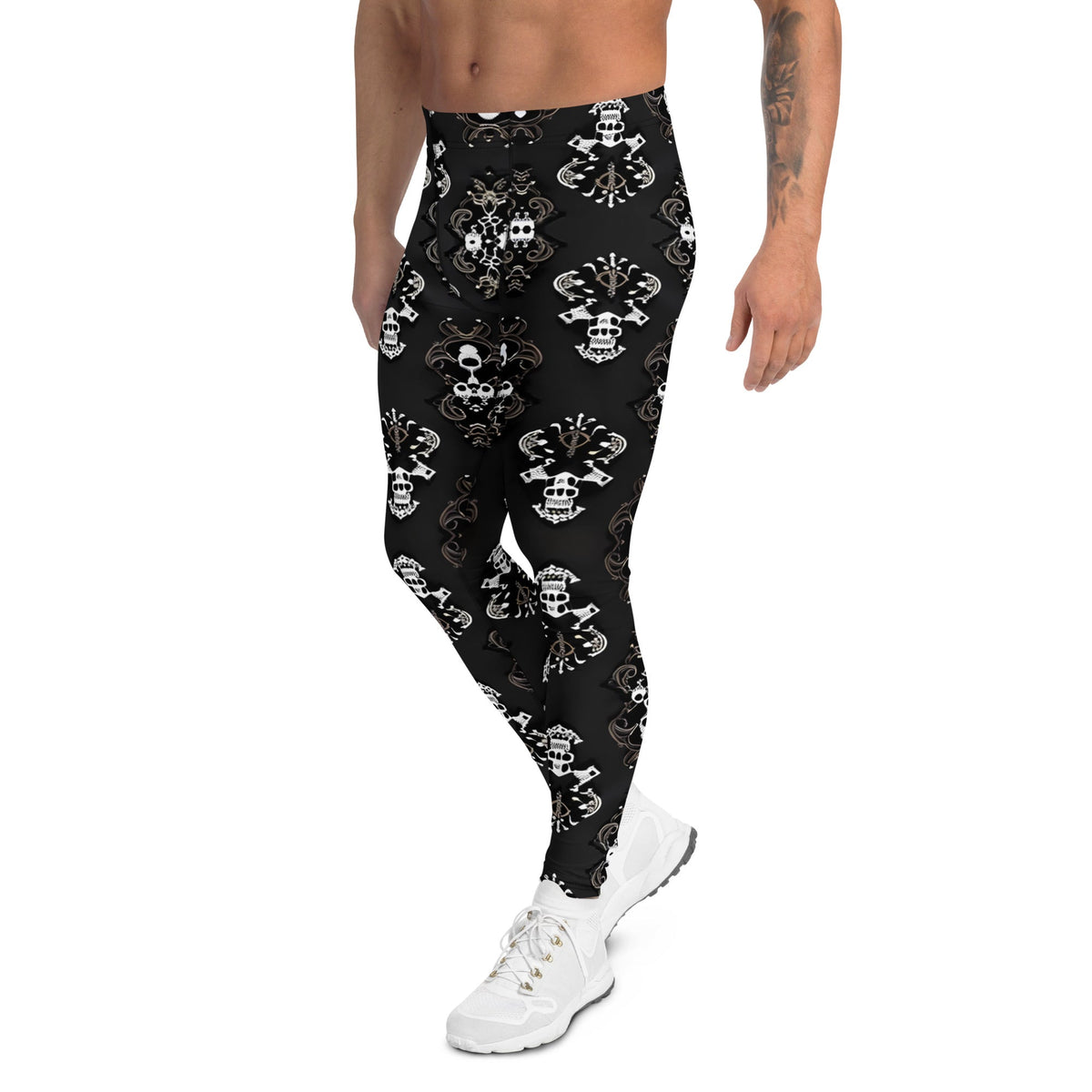 Front Lacie Lace ● Skull Men's Leggings Leggings #MzKittyz #NikkiDKatArt