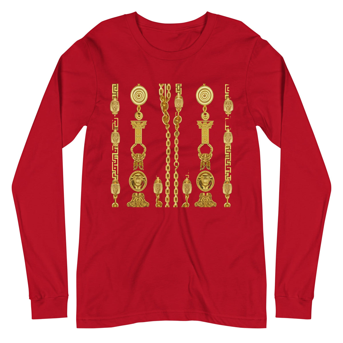Front Gold Coin Chains Signature Scarf Unisex Long Sleeve Tee Tshirt, LongSleeve #MzKittyz #NikkiDKatArt
