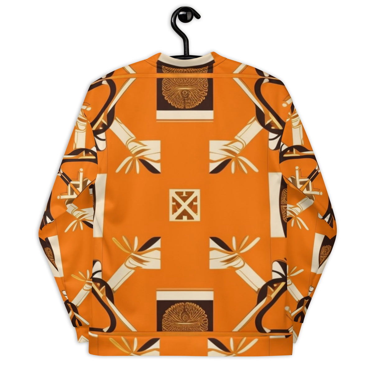 Front Orange Signature Scarf Unisex Bomber Jacket Bomber #MzKittyz #NikkiDKatArt