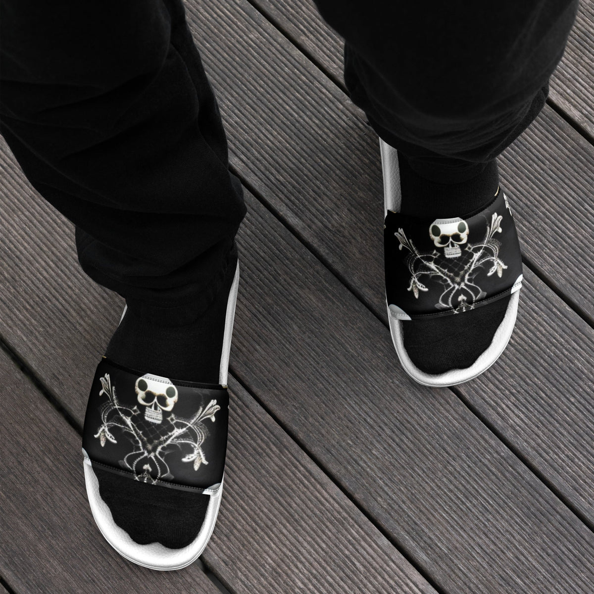 Front Skully Lace Men’s slides #MzKittyz #NikkiDKatArt