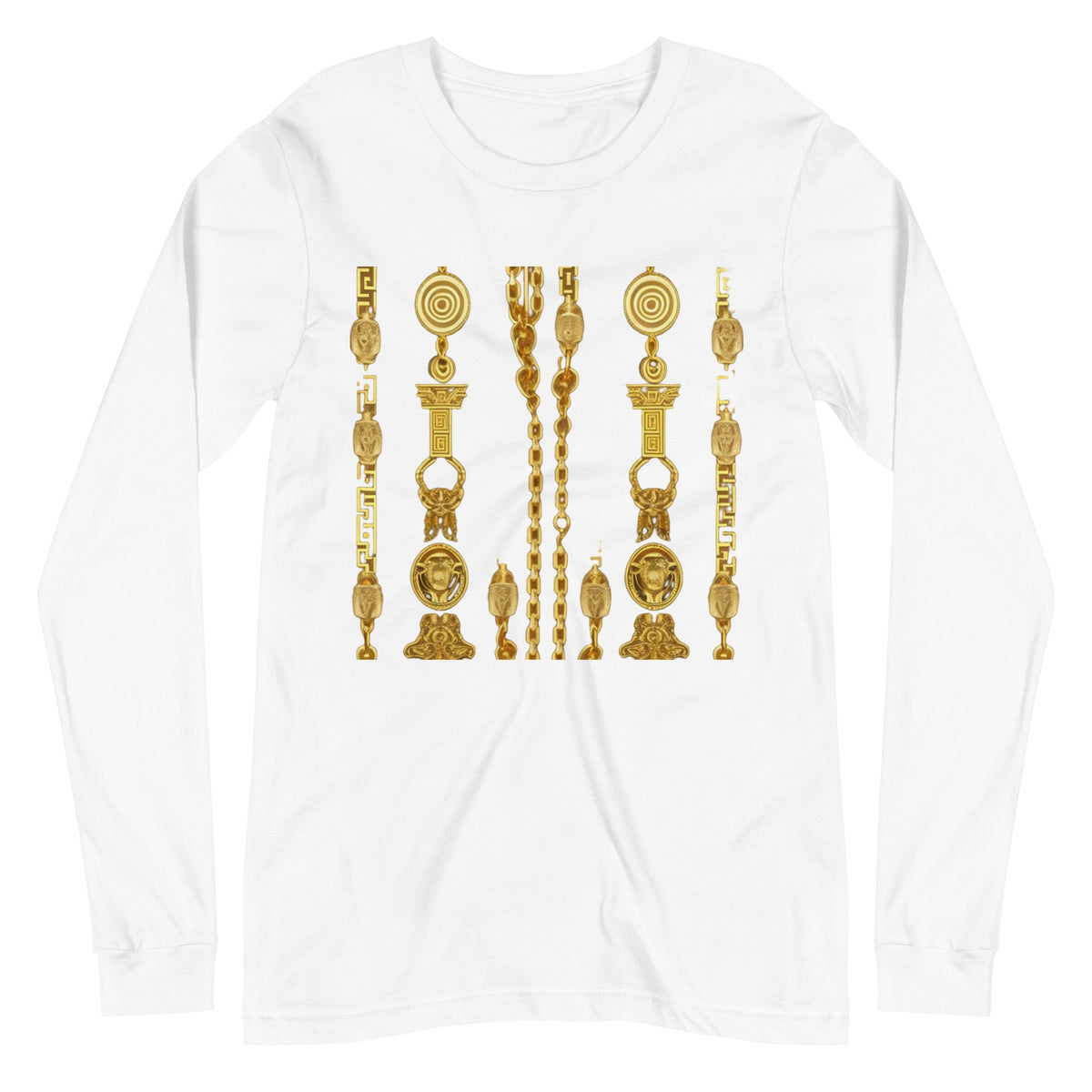 Front Gold Coin Chains Signature Scarf Unisex Long Sleeve Tee Tshirt, LongSleeve #MzKittyz #NikkiDKatArt