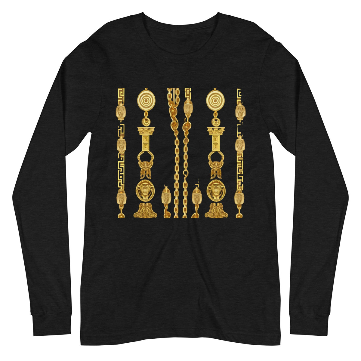 Front Gold Coin Chains Signature Scarf Unisex Long Sleeve Tee Tshirt, LongSleeve #MzKittyz #NikkiDKatArt