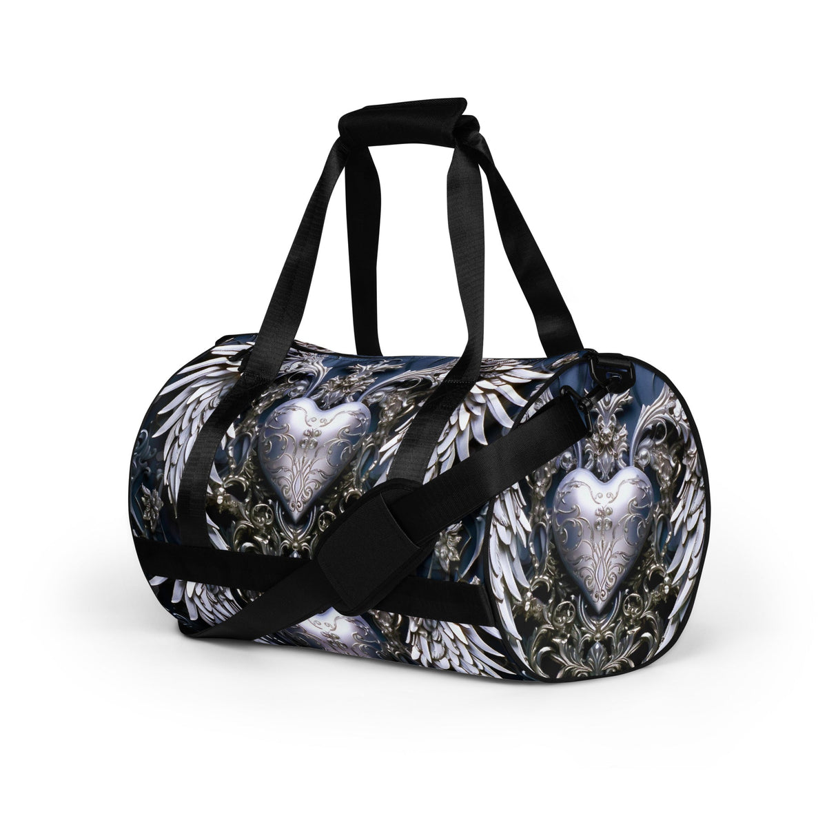 Front Chrome Heart Angel gym bag Gym Bag #MzKittyz #NikkiDKatArt