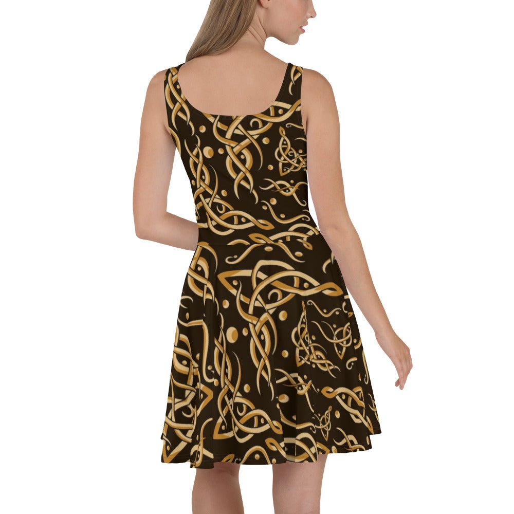 Front Signature Line Gold Links Skater Dress #MzKittyz #NikkiDKatArt