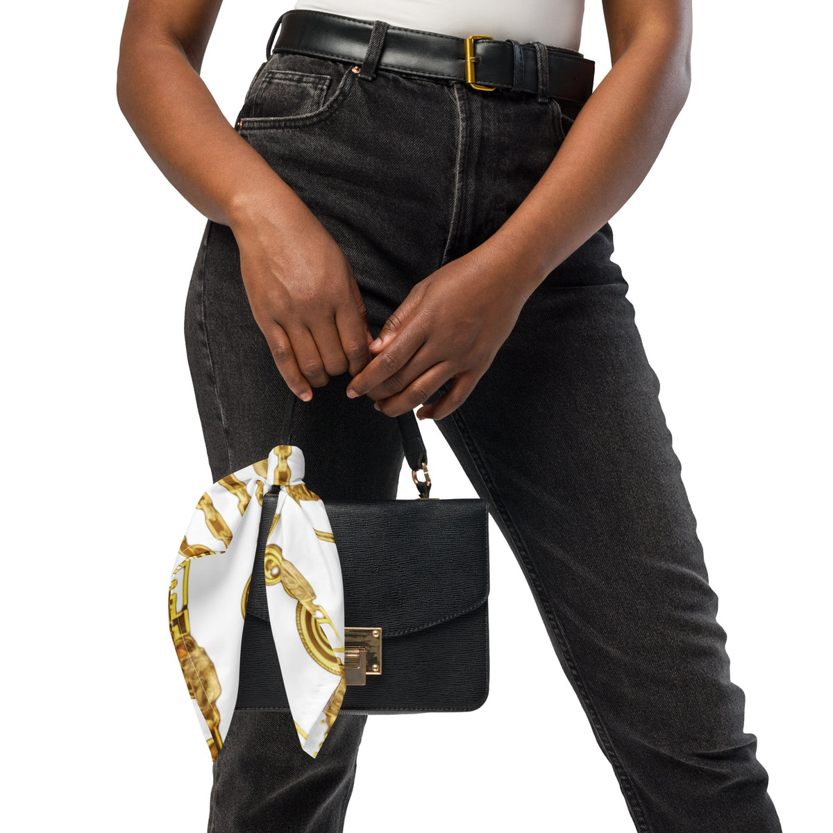 Front Gold Coin Chains Signature Scarf Design All-over print bandana #MzKittyz #NikkiDKatArt