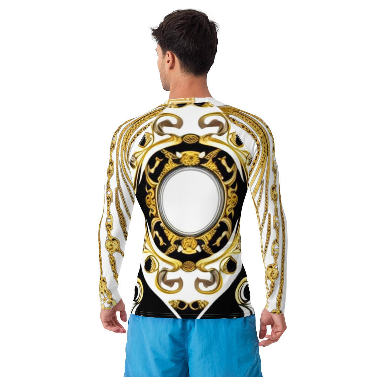 Front Gold Chains Greece Signature Men's Rash Guard Shirt Moisture Wicking Shirt #MzKittyz #NikkiDKatArt