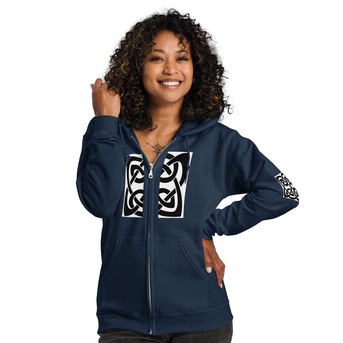 Front Celtic Knot Unisex heavy blend zip Hoodie Jacket Hoodie #MzKittyz #NikkiDKatArt