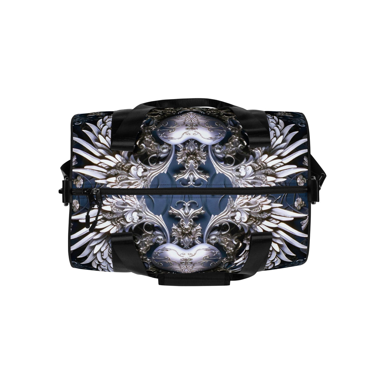 Front Chrome Heart Angel gym bag Gym Bag #MzKittyz #NikkiDKatArt