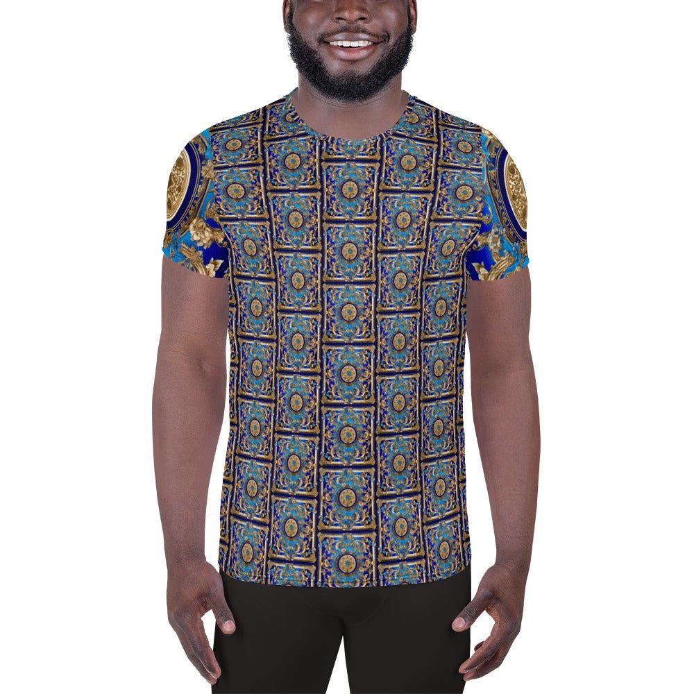 Front Signature Scarf Bleu Men's Athletic T-shirt #MzKittyz #NikkiDKatArt