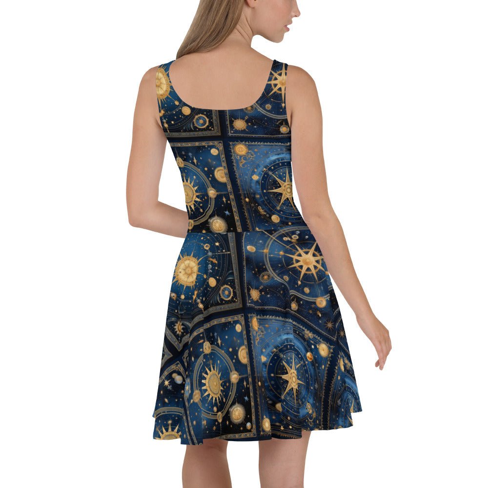 Front Scarf Constellation Skater Dress #MzKittyz #NikkiDKatArt