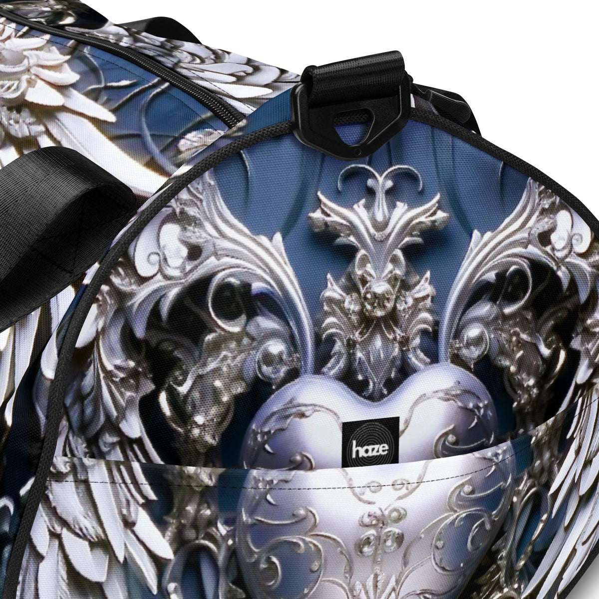 Front Chrome Heart Angel gym bag Gym Bag #MzKittyz #NikkiDKatArt