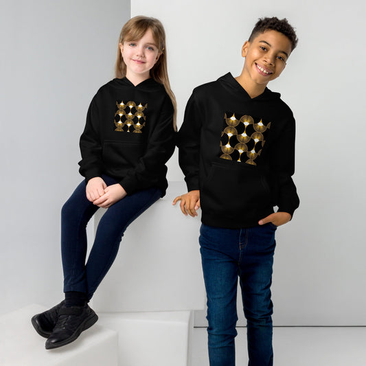 Front Deco Twins Signature Unisex Kids fleece hoodie Sweatshirt #MzKittyz #NikkiDKatArt
