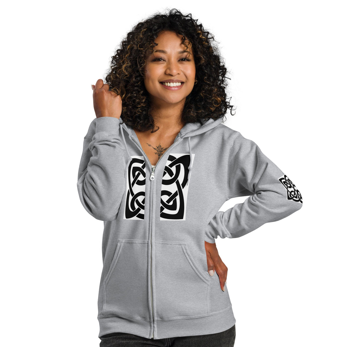 Front Celtic Knot Unisex heavy blend zip Hoodie Jacket Hoodie #MzKittyz #NikkiDKatArt