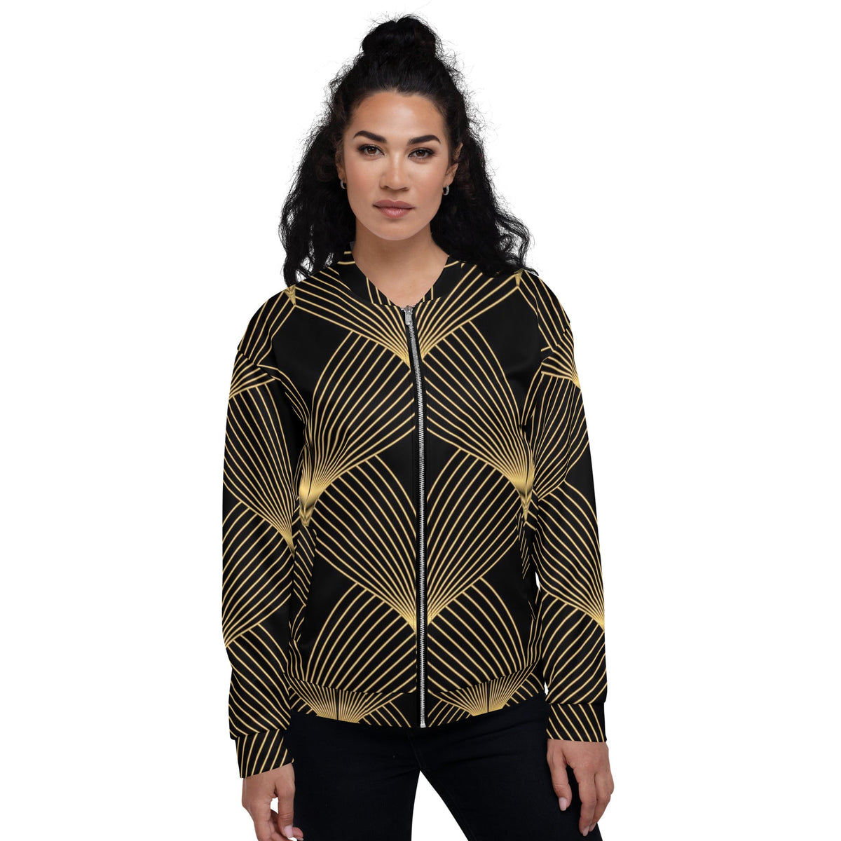 Front Deco Art Signature Unisex Bomber Jacket #MzKittyz #NikkiDKatArt