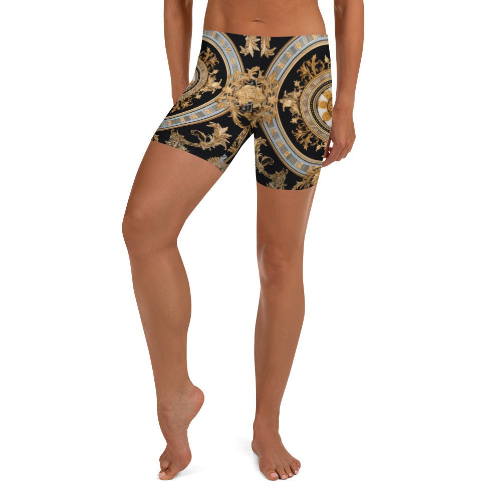 Front Mz Kittyz BGG Wheel Signature Scarf Design Yoga Shorts Yoga #MzKittyz #NikkiDKatArt