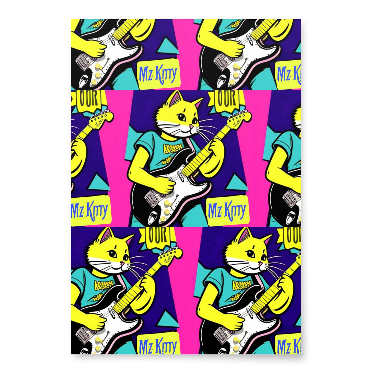 Front Kittyz Rock Band Gift Wrapping paper sheets #MzKittyz #NikkiDKatArt