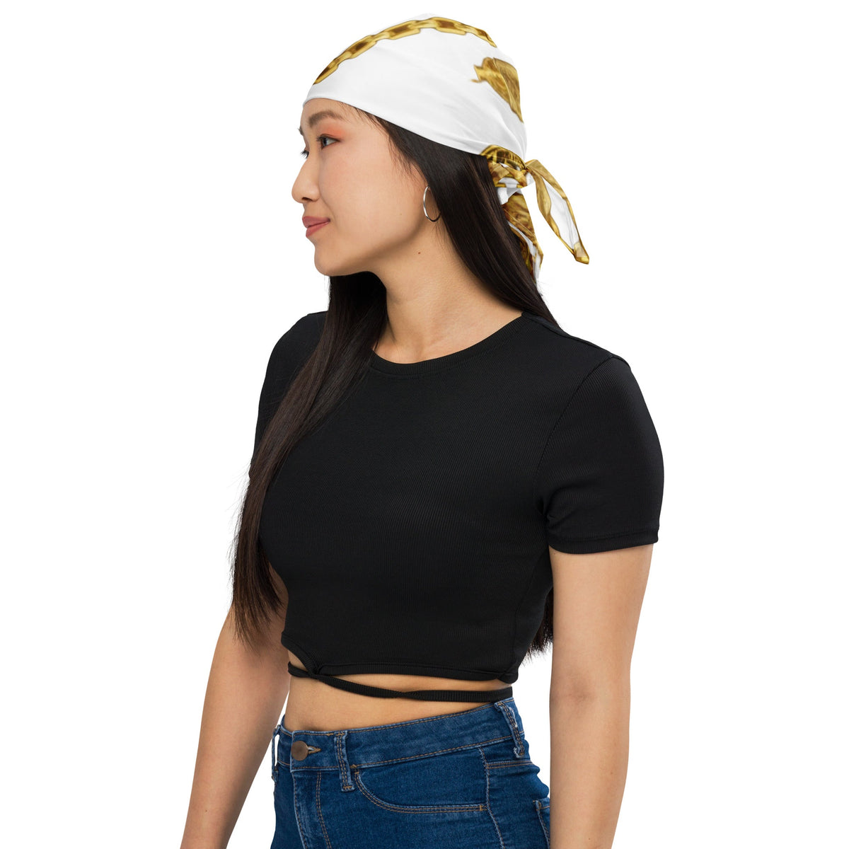 Front Gold Coin Chains Signature Scarf Design All-over print bandana #MzKittyz #NikkiDKatArt
