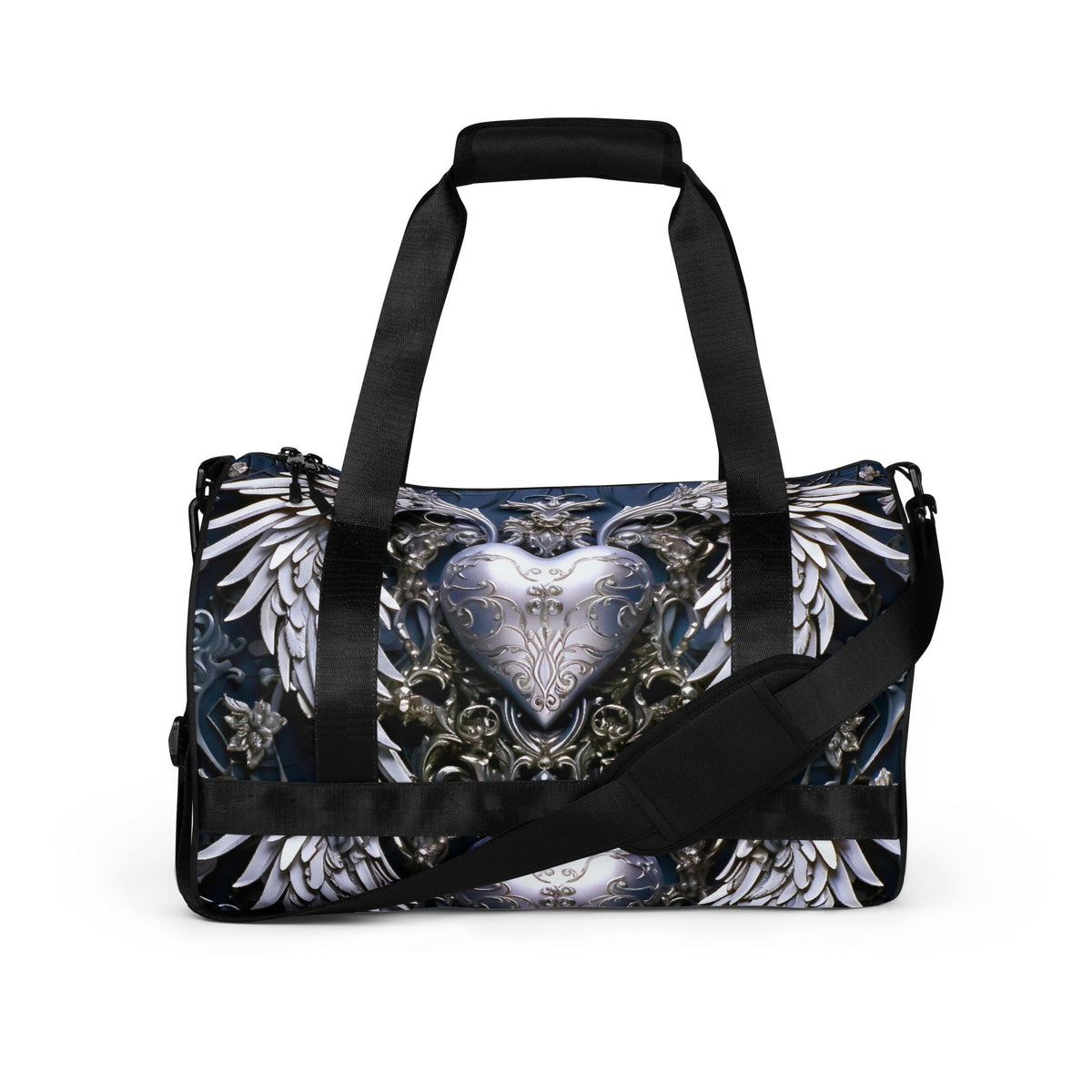 Front Chrome Heart Angel gym bag Gym Bag #MzKittyz #NikkiDKatArt