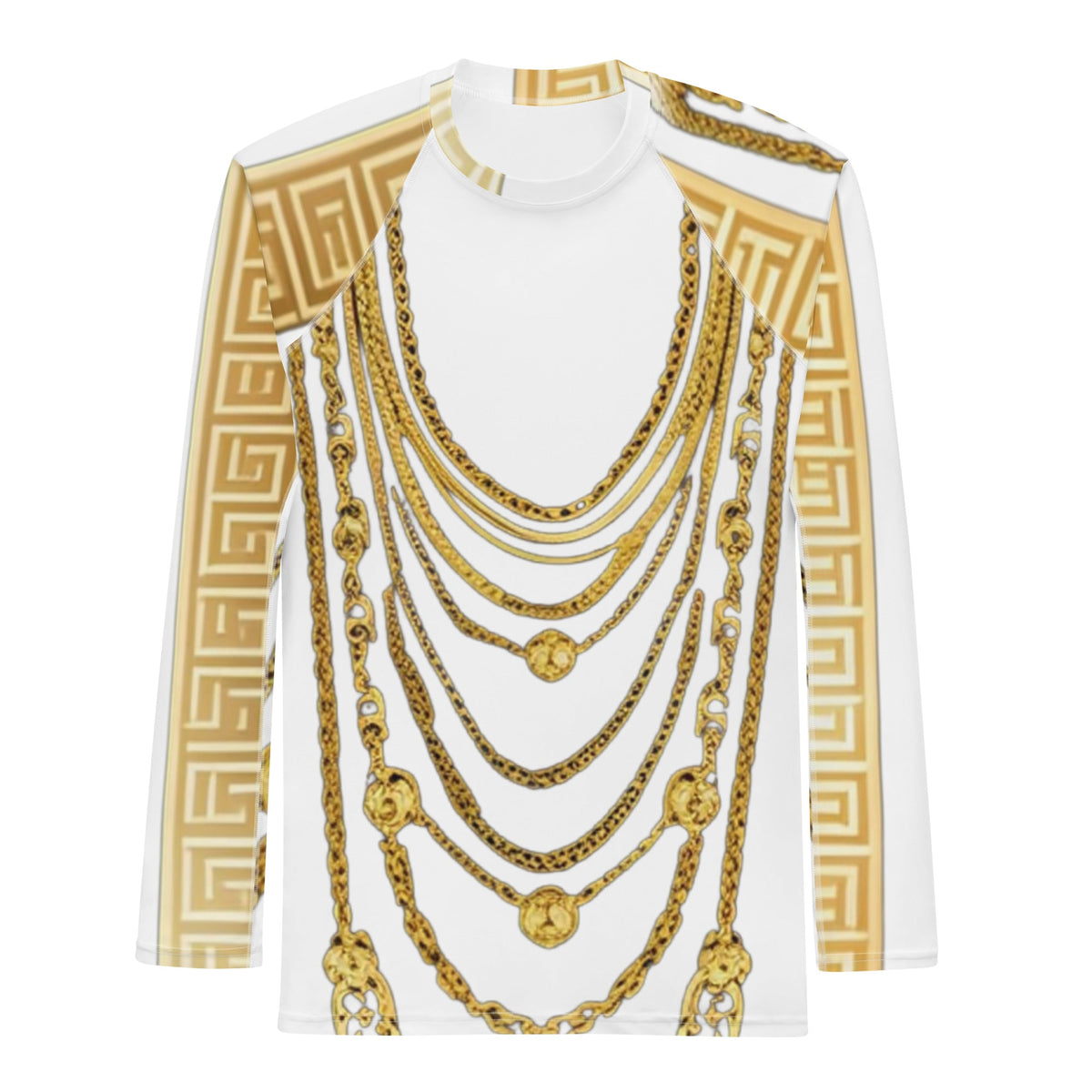 Front Gold Chains Greece Signature Men's Rash Guard Shirt Moisture Wicking Shirt #MzKittyz #NikkiDKatArt