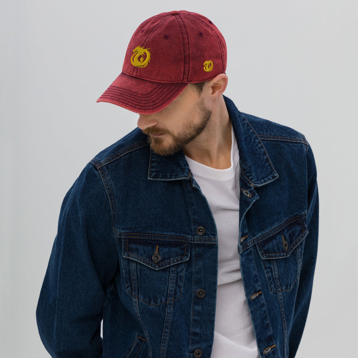 Front Golden Dragon Vintage Cotton Twill Cap #MzKittyz #NikkiDKatArt