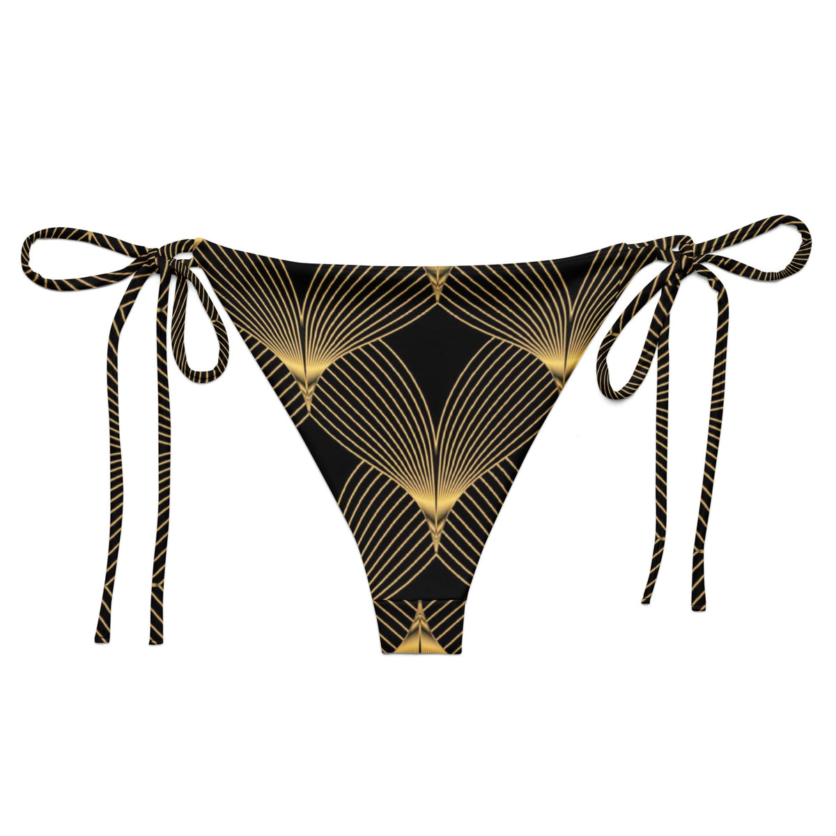 Front Deco Art Signature recycled string bikini bottom #MzKittyz #NikkiDKatArt