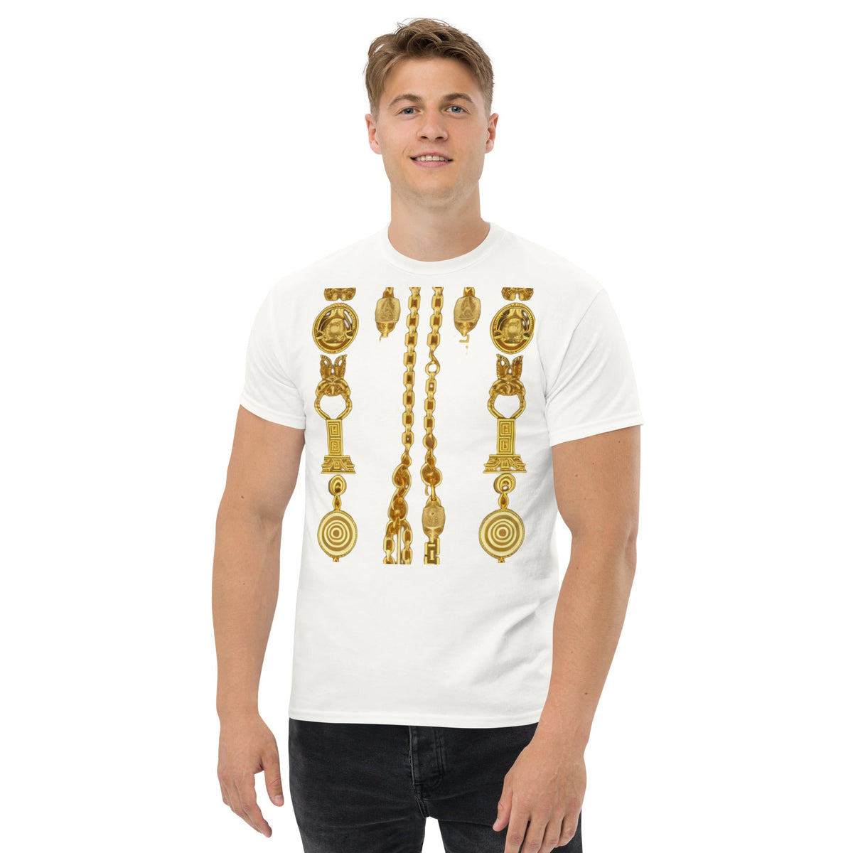 Front Gold Coin Chains Signature Scarf Men's classic tee Tshirt #MzKittyz #NikkiDKatArt