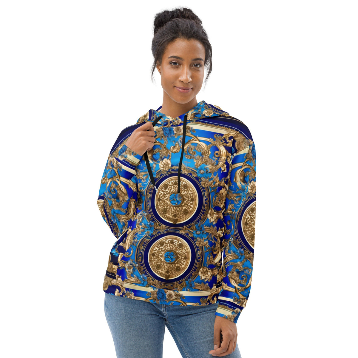 Front Bleu Scarf Baroque Signature Unisex Hoodie Hoodie #MzKittyz #NikkiDKatArt