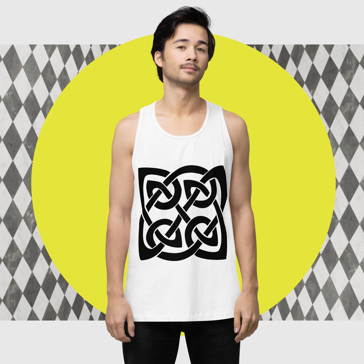 Front Celtic Knot, Men’s premium tank top Tank #MzKittyz #NikkiDKatArt