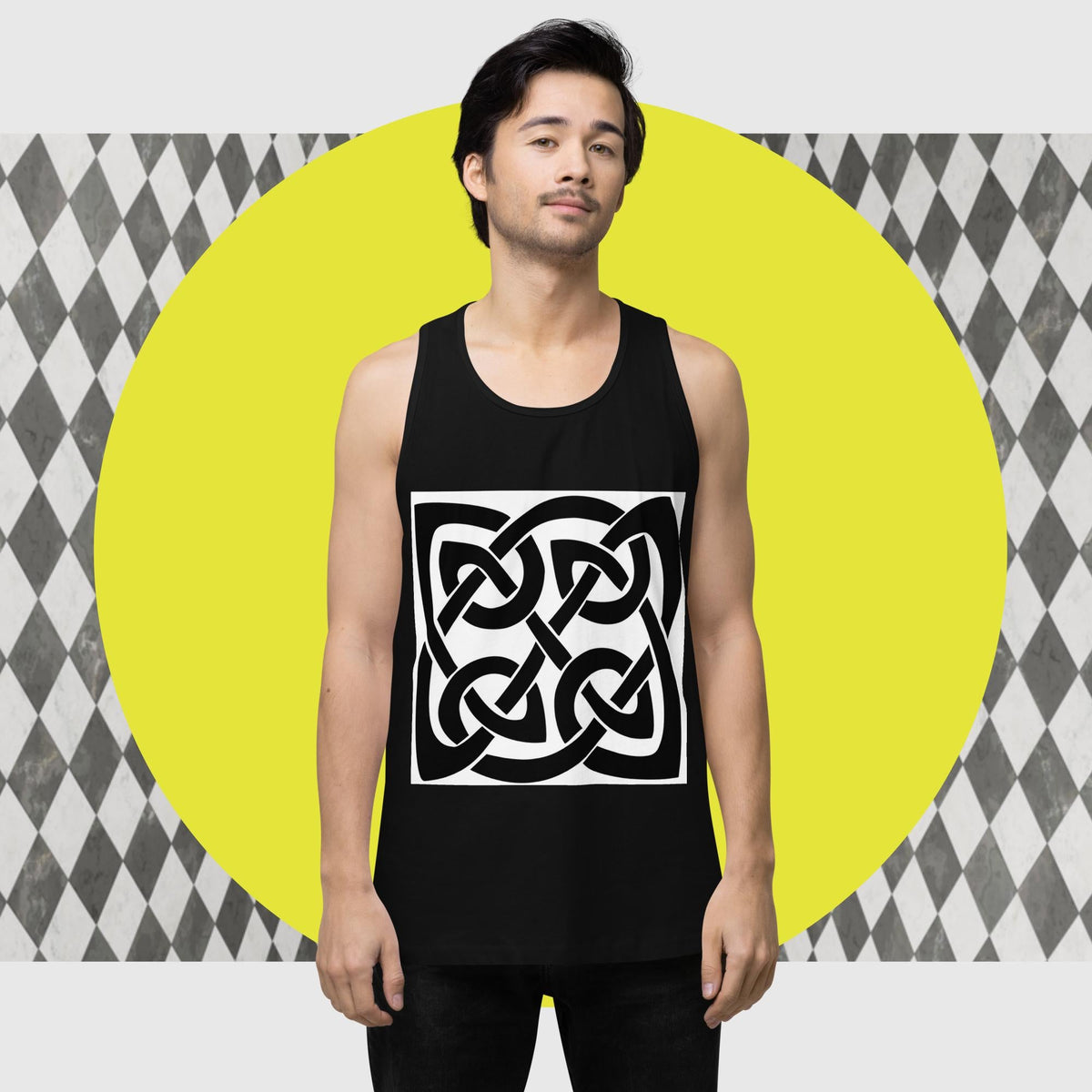 Front Celtic Knot, Men’s premium tank top Tank #MzKittyz #NikkiDKatArt