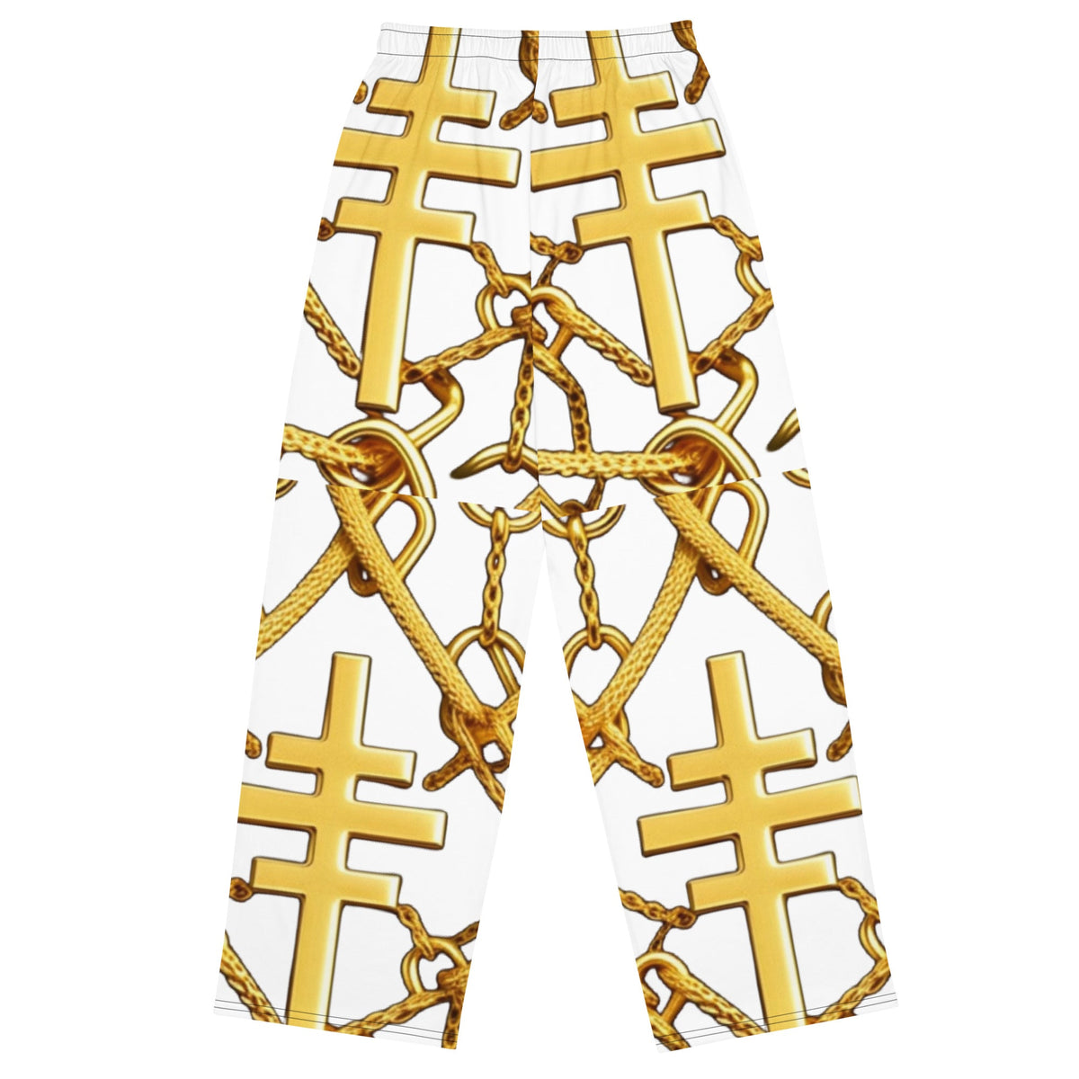 Front Gospel Link Chain unisex wide-leg pants Wide Legged Pant #MzKittyz #NikkiDKatArt