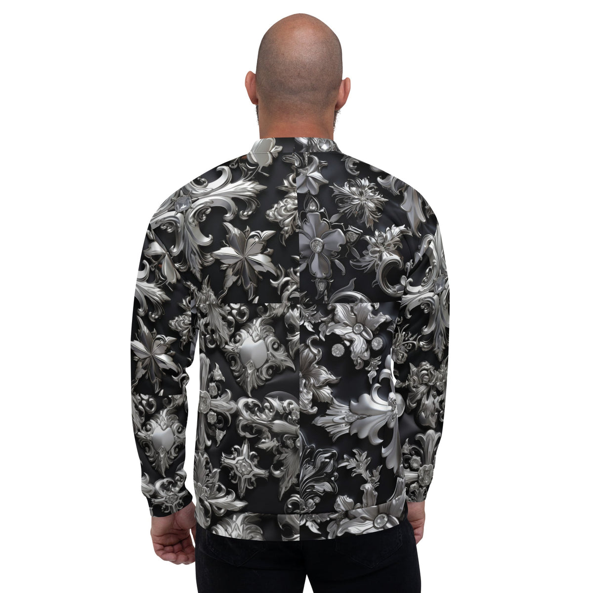 Front Chrome Crosses Unisex Bomber Jacket Bomber Jacket #MzKittyz #NikkiDKatArt