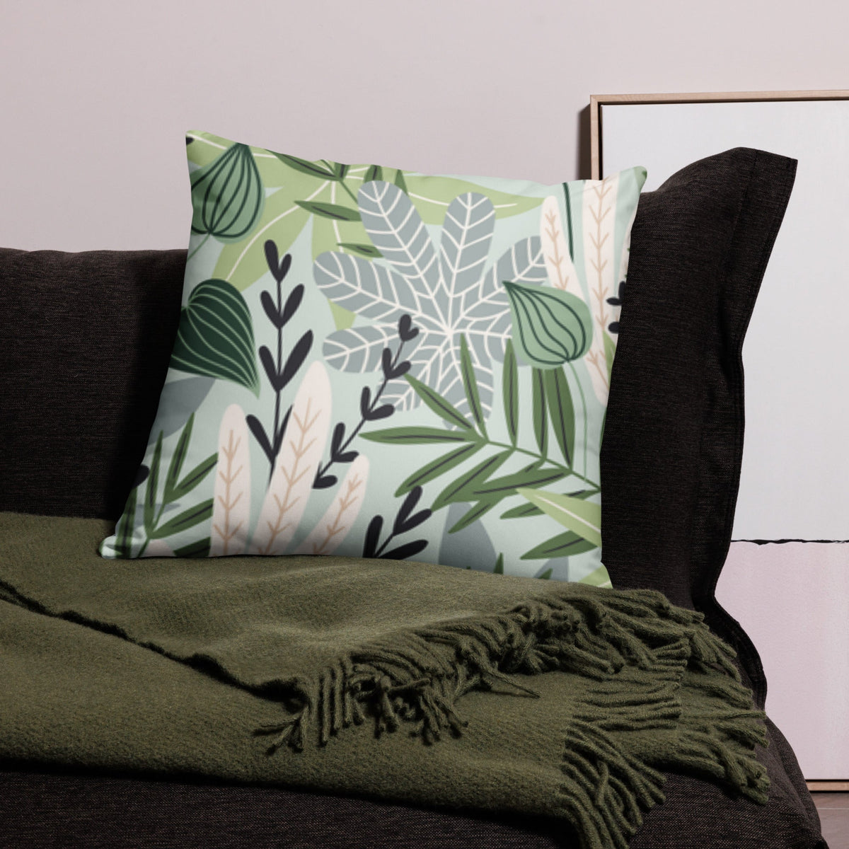 Front Green Gardenz Basic Pillow #MzKittyz #NikkiDKatArt